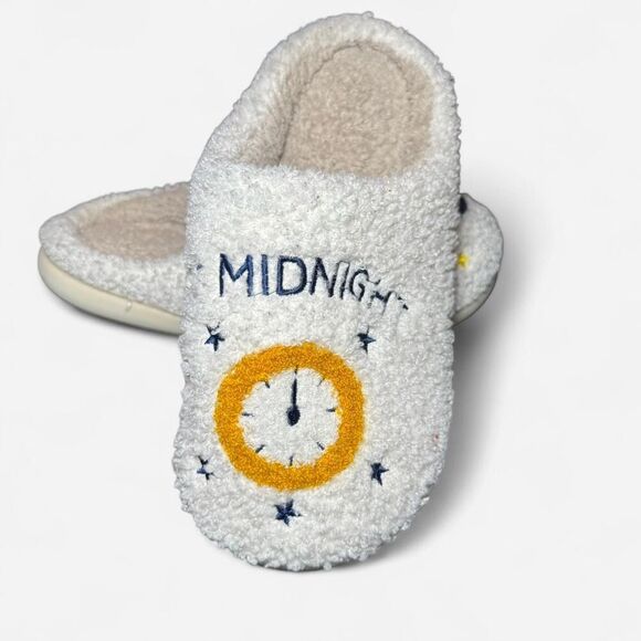 Taylor Swift themed “Meet me at Midnight” Women's White Enroidered slippers - Picture 5 of 8